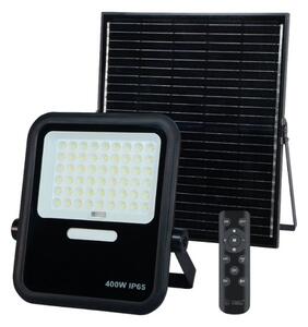 Venkovní solární LED reflektor 400W, 3000lm, studená bílá, samostatný solární panel, DO