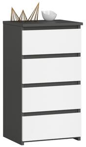 Komoda Cipriano II (šedý grafit + bílá). Akce -14%