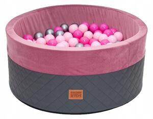Bazén pro děti 90x40cm + 300 míčků - šedo-růžový (Bazén pro děti 90x40cm kruhový tvar)