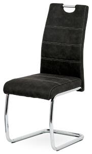 Jídelní židle, potah černá látka COWBOY v dekoru vintage kůže, kovová pohupová c