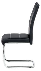 Jídelní židle čalouněná černou ekokůží s bílým prošitím s kovovou konstrukcí HC-481 BK