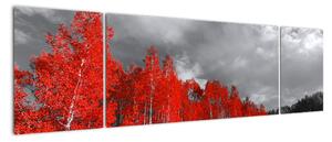 Červený les - moderní obraz (170x50cm)