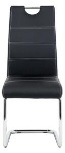 Autronic Jídelní židle, černá, bílé prošití, kov chrom, HC-481 BK