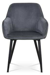 Jídelní a konferenční židle, potah šedá manšestrová látka, kovové nohy - černý lak AC-9980 GREY2