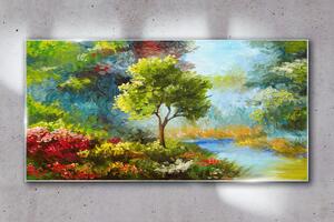 Obraz na skle Obraz na skle Abstrakce květiny lesní příroda