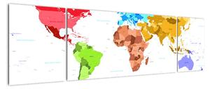Obraz - barevná mapa světa (170x50cm)