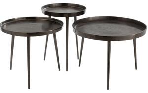 Set tří tmavě šedých odkládacích stolků J-line Treyon 40/51,5/61,5 cm
