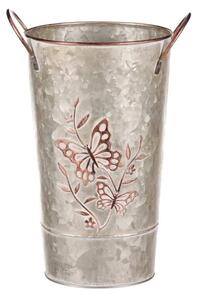 Plechová váza s měděnými motýlky- 25 cm