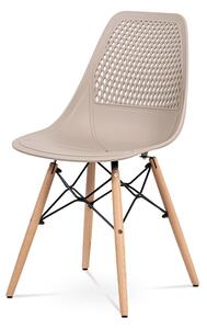 Jídelní židle, cappuccino plast, masiv přírodní buk, kov černý CT-521 CAP