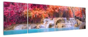 Obraz vodopádu a barevné přírody (170x50cm)