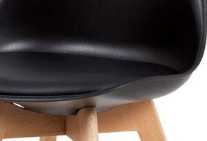 Jídelní židle CT-752 BK plast a koženka černá, masiv buk