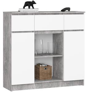 Komoda Kalista VII (beton + bílá). Akce -15%