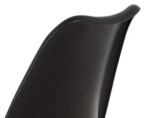 Jídelní židle plastová černá s koženkovým sedákem, nohy masiv buk CT-752 BK