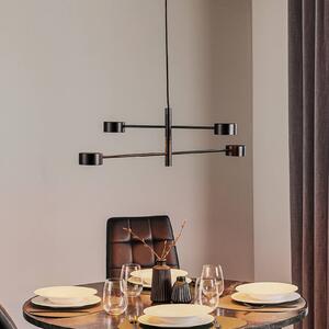 Nordlux Clyde LED závěsné světlo, 4 zdroje, dvoustupňové, stmívatelný, Černá, Obývací pokoj / jídelna, kov, Moderní