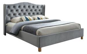 Čalouněná postel ASPEN VELVET 180 x 200 cm barva šedá / dub