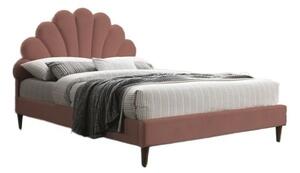Čalouněná postel SANTANA VELVET 160 x 200 cm barva staro růžová / dub