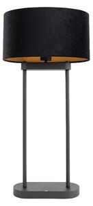Stolní lampa černá s černým oválným stínidlem 35 cm - Thijmen