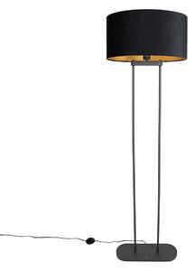 Stojací lampa černá s černým oválným stínidlem 50 cm - Thijmen