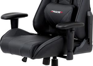 Autronic Kancelářská židle houpací mech., černá koženka, plast. kříž