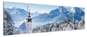 Kostel v horách - obraz zimní krajiny (170x50cm)
