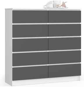 Komoda Kapil III (bílá + šedá). Akce -17%