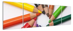Obraz - barevný kruh z pastelek (170x50cm)