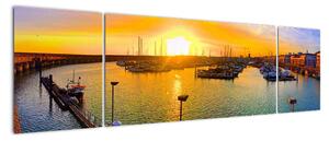 Obraz přístavu při zapadajícím slunci (170x50cm)