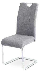 Jídelní židle - šedá látka, kovová chromovaná podnož