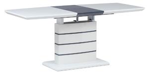 Rozkládací jídelní stůl HT-410 WT 140+40x80 cm, vysoký lesk bílý+šedý