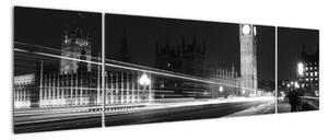 Černobílý obraz Londýna - Big ben (170x50cm)
