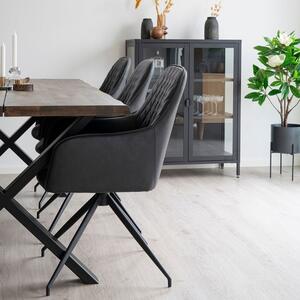 Nordic Living Tmavě šedá koženková otočná jídelní židle Malvik