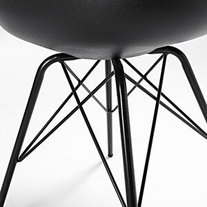 Černá koženková jídelní židle Kave Home Ralf s kovovou podnoží