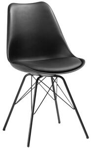 Černá koženková jídelní židle Kave Home Ralf s kovovou podnoží