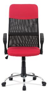 Autronic Kancelářská židle, červená látka, černá MESH, houpací mech, kříž kovový