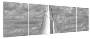 Obraz černobílé plachetnice (170x50cm)