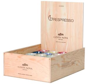 Dřevěný box s 40 barevnými šálky na espresso COSTA NOVA GRESPRESSO 0,1 l