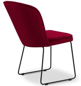 Červená sametová jídelní židle MICADONI CABRI