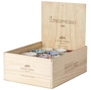 Dřevěný box s 24 barevnými šálky na lungo COSTA NOVA GRESPRESSO 0,21 l