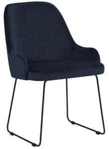 Tmavě modrá sametová jídelní židle MICADONI OLIVINE
