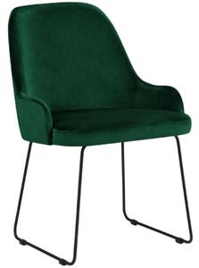 Tmavě zelená sametová jídelní židle MICADONI OLIVINE