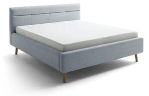 Šedomodrá čalouněná dvoulůžková postel s úložným prostorem s roštem 180x200 cm Lotte – Meise Möbel