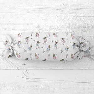 Biante Dětský polštář válec bonbon Sandra SA-261 Krasobruslařky na krémovém 15x40 cm