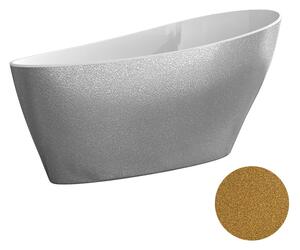 Besco Volně stojící vana z litého mramoru Keya Glam 165x70 Barva: Bílá/zlatá, Rozměry (cm): 163,5x70,5