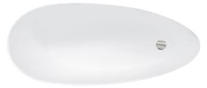 Volně stojící vana z litého mramoru Keya 165 W, sifon Click-Clack s horním čištěním bílý (165x70x75 cm | objem: 170 l) - Besco #WMD-165-KKW