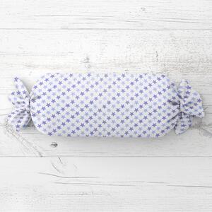 Biante Polštář válec bonbon Sandra SA-266 Modré hvězdičky na bílém 15x40 cm