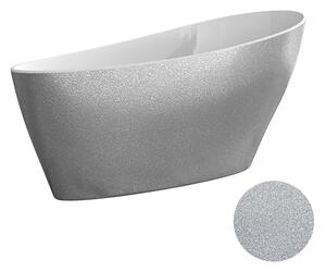Besco Volně stojící vana z litého mramoru Keya Glam 165x70 Barva: Bílá/stříbrná, Rozměry (cm): 163,5x70,5