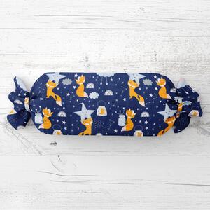 Biante Dětský polštář válec bonbon Sandra SA-281 Lišky na večerní obloze 15x40 cm