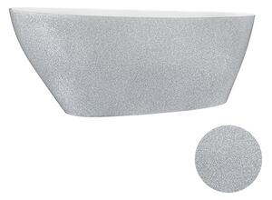 Besco Volně stojící vana z litého mramoru Goya Glam 140x62 (160x70, 170x72) Barva: Bílá/stříbrná, Rozměry (cm): 140,5x62,5