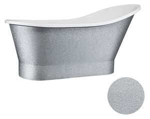 Besco Volně stojící vana z litého mramoru Gloria Glam G 150x67 (160x67,5) Barva: Bílá/stříbrná, Rozměry (cm): 150x67