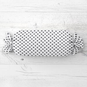 Biante Polštář válec bonbon Sandra SA-286 Šedé puntíky na bílém 15x100 cm